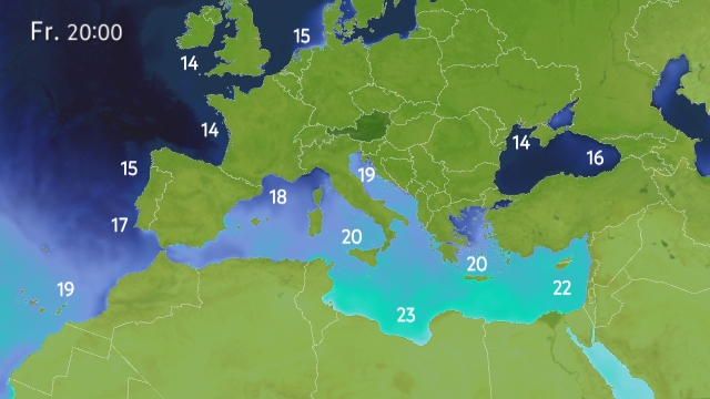 Wassertemperatur-Grafik für Europa