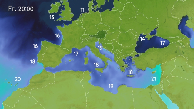 Wassertemperatur-Grafik für Europa